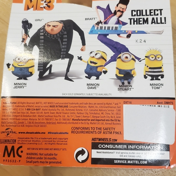 Hot Wheels Despicable Me 3 Hot Gru diecast charac Series 3 Toy Car Vehicle #5/6 - Picture 4 of 6